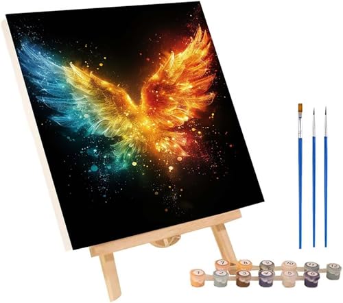 FlüGel Malen Nach Zahlen Erwachsene mit Rahmen, Malen Nach Zahlen Traum, DIY Set Erwachsene, Paint by Numbers Set mit Pinseln und Acrylfarben, Deko Wohnzimmer, Geschenke für Frauen 100x135cm U-2310 von KUEGDUNG