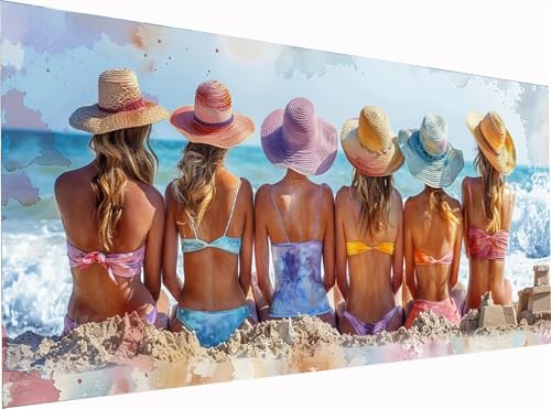 Frau Diamond Painting Erwachsene Groß XXL 300x100cm, 5D Diamant Painting Bilder Strand, DIY Stickerei Cross Stickerei Bastelset Erwachsene, Full Drill Diamant Malerei für Deko Wohnzimmer N-5780 von KUEGDUNG