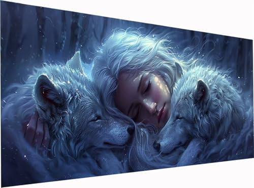 Frau Diamond Painting Erwachsene Groß XXL 300x100cm, 5D Diamant Painting Bilder Wolf, DIY Stickerei Cross Stickerei Bastelset Erwachsene, Full Drill Diamant Malerei für Deko Wohnzimmer Geschenke 6-353 von KUEGDUNG