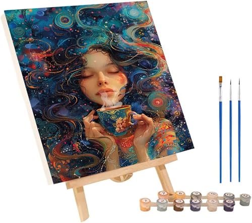 Frau Malen Nach Zahlen Erwachsene mit Rahmen, Malen Nach Zahlen Abstrakt, DIY Set Erwachsene, Paint by Numbers Set mit Pinseln und Acrylfarben, Deko Wohnzimmer, Geschenke für Frauen 100x130cm 9-1055 von KUEGDUNG