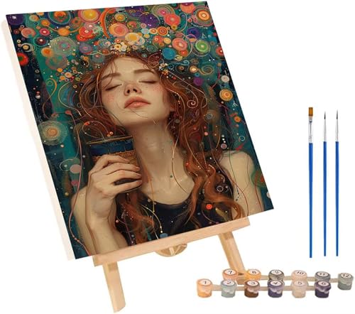 Frau Malen Nach Zahlen Erwachsene mit Rahmen, Malen Nach Zahlen Abstrakt, DIY Set Erwachsene, Paint by Numbers Set mit Pinseln und Acrylfarben, Deko Wohnzimmer, Geschenke für Frauen 100x135cm U-3877 von KUEGDUNG