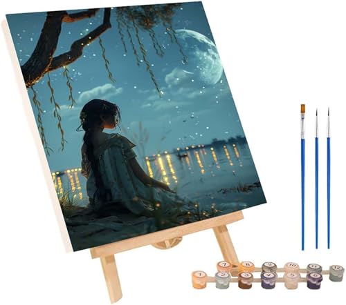 Frau Malen Nach Zahlen Erwachsene mit Rahmen, Malen Nach Zahlen Baum, DIY Set Erwachsene, Paint by Numbers Set mit Pinseln und Acrylfarben, Deko Wohnzimmer, Geschenke für Frauen 70x95cm 5-5891 von KUEGDUNG