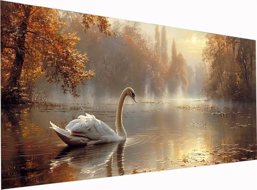 Gans Diamond Painting Erwachsene Groß XXL 300x100cm, 5D Diamant Painting Bilder Landschaft, DIY Stickerei Cross Stickerei Bastelset Erwachsene, Full Drill Diamant Malerei für Deko Wohnzimmer 4-7546 von KUEGDUNG