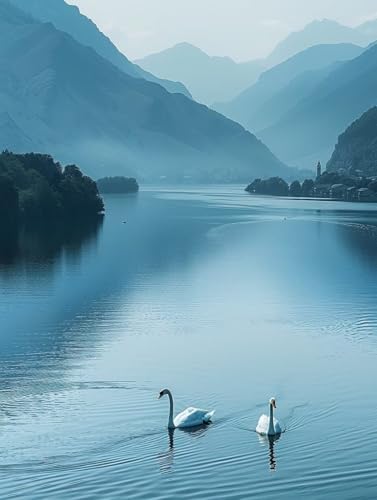 Gans Malen Nach Zahlen Erwachsene mit Rahmen, Malen Nach Zahlen Rivers, DIY Set Erwachsene, Paint by Numbers Set mit Pinseln und Acrylfarben, Deko Wohnzimmer, Geschenke für Frauen 70x95cm V-1949 Gans Malen Nach Zahlen Erwachsene mit Rahmen, Malen Nach Zahlen Rivers, DIY Set Erwachsene, Paint by Numbers Set mit Pinseln und Acrylfarben, Deko Wohnzimmer, Geschenke für Frauen 70x95cm V-1949 von KUEGDUNG