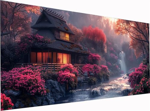HäUser Diamond Painting Erwachsene Groß XXL 300x100cm, 5D Diamant Painting Bilder Rivers, DIY Stickerei Cross Stickerei Bastelset Erwachsene, Full Drill Diamant Malerei für Deko Wohnzimmer 2-8056 von KUEGDUNG