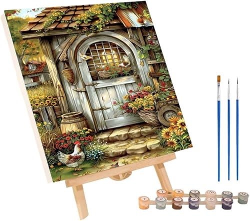 HäUser Malen Nach Zahlen Erwachsene mit Rahmen, Malen Nach Zahlen Pflanzen, DIY Set Erwachsene, Paint by Numbers Set mit Pinseln und Acrylfarben, Deko Wohnzimmer, Geschenke für Frauen 100x135cm 5-8533 von KUEGDUNG