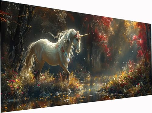 Horse Diamond Painting Erwachsene Groß XXL 300x100cm, 5D Diamant Painting Bilder Wald, DIY Stickerei Cross Stickerei Bastelset Erwachsene, Full Drill Diamant Malerei für Deko Wohnzimmer 1-4829 von KUEGDUNG