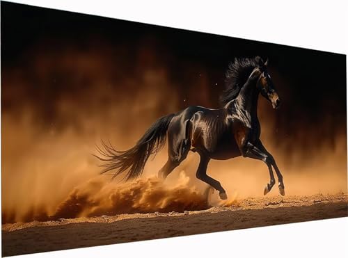 Horse Diamond Painting Erwachsene Groß XXL 300x100cm, 5D Diamant Painting Bilder WüSte, DIY Stickerei Cross Stickerei Bastelset Erwachsene, Full Drill Diamant Malerei für Deko Wohnzimmer A-5202 von KUEGDUNG