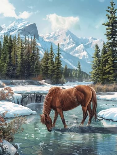 Horse Malen Nach Zahlen Erwachsene, Malen Nach Zahlen Snow Mountain, DIY Set Erwachsene Mit 3 Pinseln und Acrylfarbe, Paint by Numbers Handgemalt Ölgemälde Kit für Deko Wohnzimmer 40x50cm S-8303 Horse Malen Nach Zahlen Erwachsene, Malen Nach Zahlen Snow Mountain, DIY Set Erwachsene Mit 3 Pinseln und Acrylfarbe, Paint by Numbers Handgemalt Ölgemälde Kit für Deko Wohnzimmer 40x50cm S-8303 von KUEGDUNG