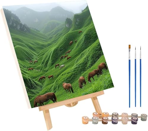 Horse Malen Nach Zahlen Erwachsene mit Rahmen, Malen Nach Zahlen Berg, DIY Set Erwachsene, Paint by Numbers Set mit Pinseln und Acrylfarben, Deko Wohnzimmer, Geschenke für Frauen 100x130cm H-7048 von KUEGDUNG