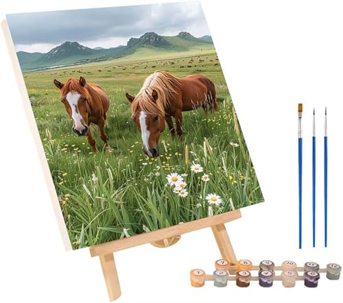 Horse Malen Nach Zahlen Erwachsene mit Rahmen, Malen Nach Zahlen Blume, DIY Set Erwachsene, Paint by Numbers Set mit Pinseln und Acrylfarben, Deko Wohnzimmer, Geschenke für Frauen 100x130cm Y-5239 von KUEGDUNG