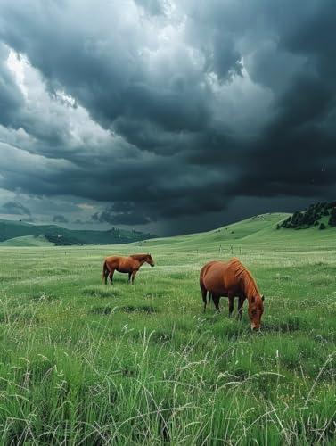 Horse Malen Nach Zahlen Erwachsene mit Rahmen, Malen Nach Zahlen Wolke, DIY Set Erwachsene, Paint by Numbers Set mit Pinseln und Acrylfarben, Deko Wohnzimmer, Geschenke für Frauen 40x50cm 9-4767 von KUEGDUNG