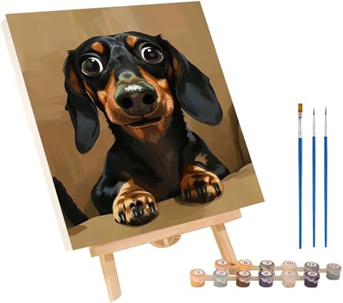 Hund Malen Nach Zahlen Erwachsene mit Rahmen, Malen Nach Zahlen Tier, DIY Set Erwachsene, Paint by Numbers Set mit Pinseln und Acrylfarben, Deko Wohnzimmer, Geschenke für Frauen 100x135cm 6-4451 von KUEGDUNG
