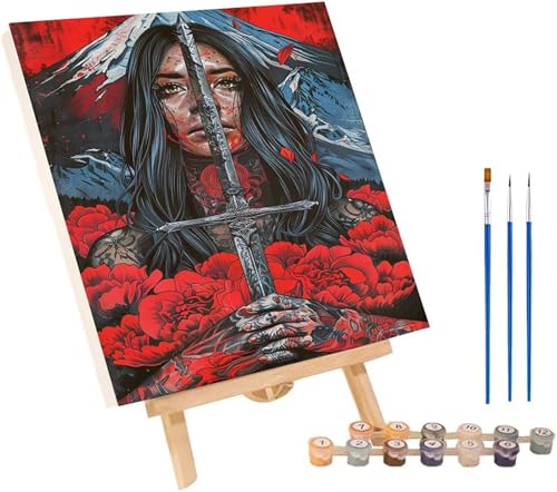 Japanische Frauen Malen Nach Zahlen Erwachsene mit Rahmen, Malen Nach Zahlen Vulkan Fuji, DIY Set Erwachsene, Paint by Numbers Set mit Pinseln und Acrylfarben, Deko Wohnzimmer 100x135cm 9-2174 von KUEGDUNG