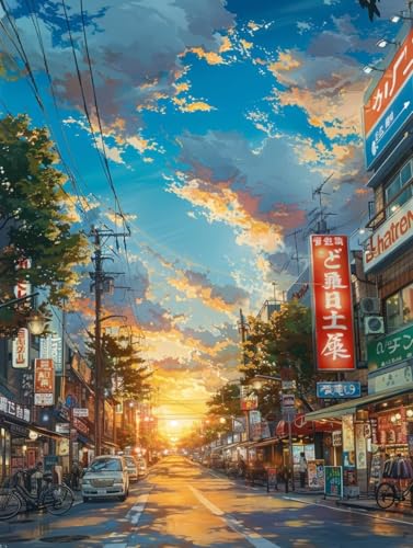 Japanische StraßEn Malen Nach Zahlen Erwachsene mit Rahmen, Malen Nach Zahlen Sonnenuntergang, DIY Set Erwachsene, Paint by Numbers Set mit Pinseln und Acrylfarben, Deko Wohnzimmer 100x135cm A-9204 Japanische StraßEn Malen Nach Zahlen Erwachsene mit Rahmen, Malen Nach Zahlen Sonnenuntergang, DIY Set Erwachsene, Paint by Numbers Set mit Pinseln und Acrylfarben, Deko Wohnzimmer 100x135cm A-9204 von KUEGDUNG