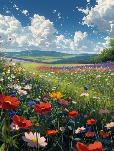 KUEGDUNG Diamond Painting Blume, Landschaft Diamond Painting Erwachsene, 5D DIY Bastelset Erwachsene Frauen, Vollbohrer Diamanten Malerei Stickerei Kreuzstich Set für Deko Wohnzimmer 100x135cm I-5320 von KUEGDUNG