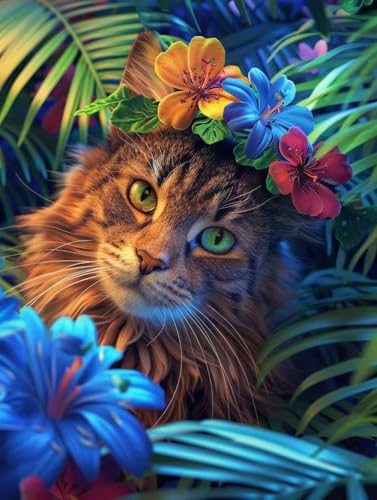 KUEGDUNG Diamond Painting Katze Diamond Painting Kinder, 5D Blume Bastelset Erwachsene, Mosaikherstellung, DIY Vollbohrer Diamanten Malerei Stickerei Kreuzstich Set für Deko Wohnzimmer 70x95cm B-2378 KUEGDUNG Diamond Painting Katze Diamond Painting Kinder, 5D Blume Bastelset Erwachsene, Mosaikherstellung, DIY Vollbohrer Diamanten Malerei Stickerei Kreuzstich Set für Deko Wohnzimmer 70x95cm B-2378 von KUEGDUNG