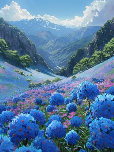 KUEGDUNG Diamond Painting Landschaft, Blume Diamond Painting Erwachsene, 5D DIY Bastelset Erwachsene Frauen, Vollbohrer Diamanten Malerei Stickerei Kreuzstich Set für Deko Wohnzimmer 100x130cm M-9023 von KUEGDUNG