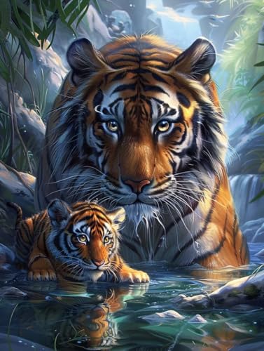 KUEGDUNG Diamond Painting Tiger Diamond Painting Kinder, 5D Tier Bastelset Erwachsene, Mosaikherstellung, DIY Vollbohrer Diamanten Malerei Stickerei Kreuzstich Set für Deko Wohnzimmer 90x120cm 3-5925 KUEGDUNG Diamond Painting Tiger Diamond Painting Kinder, 5D Tier Bastelset Erwachsene, Mosaikherstellung, DIY Vollbohrer Diamanten Malerei Stickerei Kreuzstich Set für Deko Wohnzimmer 90x120cm 3-5925 von KUEGDUNG