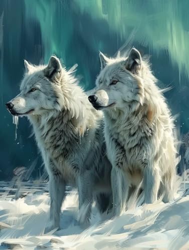 KUEGDUNG Diamond Painting Wolf, Schneeszene Diamond Painting Erwachsene, 5D DIY Bastelset Erwachsene Frauen, Vollbohrer Diamanten Malerei Stickerei Kreuzstich Set für Deko Wohnzimmer 100x130cm 6-9061 von KUEGDUNG