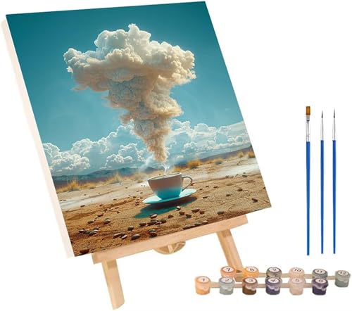 KUEGDUNG Kaffee Malen Nach Zahlen Erwachsene mit Rahmen, Malen Nach Zahlen Landschaft, DIY Set Erwachsene, Paint by Numbers Set mit Pinseln und Acrylfarben, Deko Wohnzimmer Geschenke 100x135cm 1-3762 von KUEGDUNG