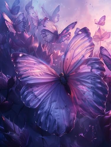 KUEGDUNG Schmetterling Malen Nach Zahlen Erwachsene mit Rahmen, Malen Nach Zahlen Blume, DIY Set Erwachsene, Paint by Numbers Set mit Pinseln und Acrylfarben, Deko Wohnzimmer Geschenke 40x50cm 3-7846 von KUEGDUNG