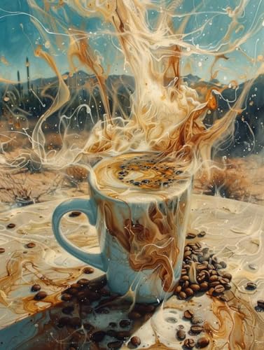 Kaffeebohnen Malen Nach Zahlen Erwachsene mit Rahmen, Malen Nach Zahlen Landschaft, DIY Set Erwachsene, Paint by Numbers Set mit Pinseln und Acrylfarben, Deko Wohnzimmer Geschenke 40x50cm 3-7992 von KUEGDUNG