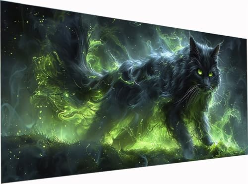 Katze Diamond Painting Erwachsene Groß XXL 60x30cm, 5D Diamant Painting Bilder Tier, DIY Stickerei Cross Stickerei Bastelset Erwachsene, Full Drill Diamant Malerei für Deko Wohnzimmer Geschenke V-9199 von KUEGDUNG
