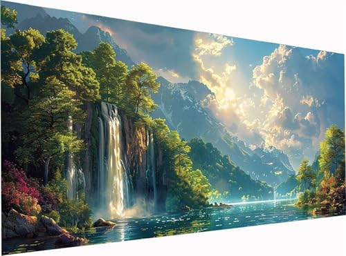 Landschaft Diamond Painting Erwachsene Groß XXL 300x100cm, 5D Diamant Painting Bilder Rivers, DIY Stickerei Cross Stickerei Bastelset Erwachsene, Full Drill Diamant Malerei für Deko Wohnzimmer G-7359 von KUEGDUNG