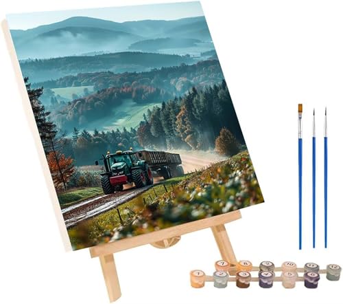 Landschaft Malen Nach Zahlen Erwachsene mit Rahmen, Malen Nach Zahlen Auto, DIY Set Erwachsene, Paint by Numbers Set mit Pinseln und Acrylfarben, Deko Wohnzimmer, Geschenke für Frauen 40x50cm Q-2664 von KUEGDUNG