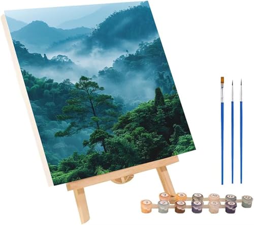 Landschaft Malen Nach Zahlen Erwachsene mit Rahmen, Malen Nach Zahlen Baum, DIY Set Erwachsene, Paint by Numbers Set mit Pinseln und Acrylfarben, Deko Wohnzimmer, Geschenke für Frauen 40x50cm M-6679 von KUEGDUNG