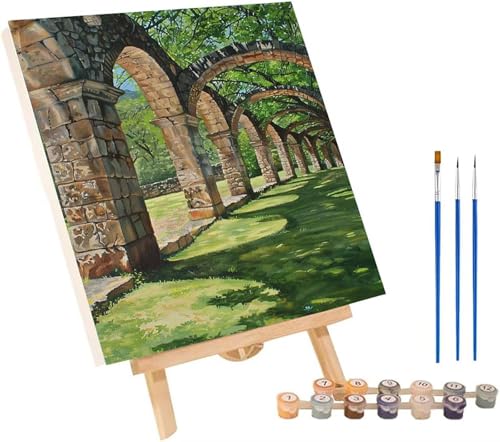 Landschaft Malen Nach Zahlen Erwachsene mit Rahmen, Malen Nach Zahlen Galerie, DIY Set Erwachsene, Paint by Numbers Set mit Pinseln und Acrylfarben, Deko Wohnzimmer, Geschenke für Frauen 30x40cm U-104 von KUEGDUNG