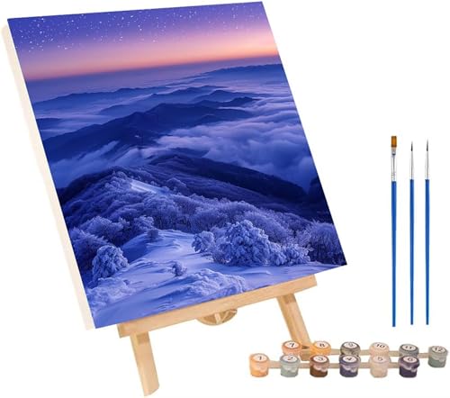 Landschaft Malen Nach Zahlen Erwachsene mit Rahmen, Malen Nach Zahlen Sternenhimmel, DIY Set Erwachsene, Paint by Numbers Set mit Pinseln und Acrylfarben, Deko Wohnzimmer Geschenke 40x50cm 4-6906 von KUEGDUNG