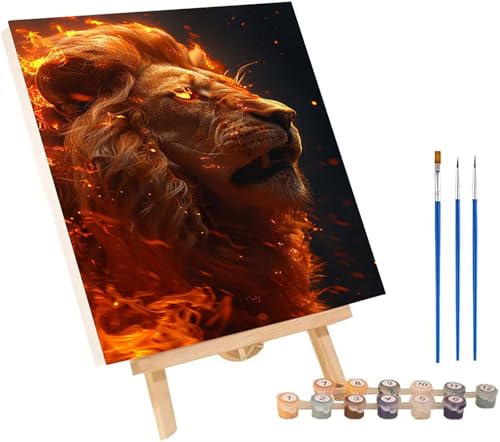 LöWe Malen Nach Zahlen Erwachsene mit Rahmen, Malen Nach Zahlen Flamme, DIY Set Erwachsene, Paint by Numbers Set mit Pinseln und Acrylfarben, Deko Wohnzimmer, Geschenke für Frauen 100x130cm 8-5169 von KUEGDUNG