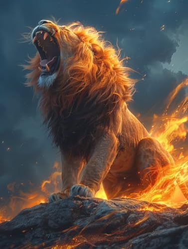 LöWe Malen Nach Zahlen Erwachsene mit Rahmen, Malen Nach Zahlen Flamme, DIY Set Erwachsene, Paint by Numbers Set mit Pinseln und Acrylfarben, Deko Wohnzimmer, Geschenke für Frauen 100x135cm 7-3526 LöWe Malen Nach Zahlen Erwachsene mit Rahmen, Malen Nach Zahlen Flamme, DIY Set Erwachsene, Paint by Numbers Set mit Pinseln und Acrylfarben, Deko Wohnzimmer, Geschenke für Frauen 100x135cm 7-3526 von KUEGDUNG