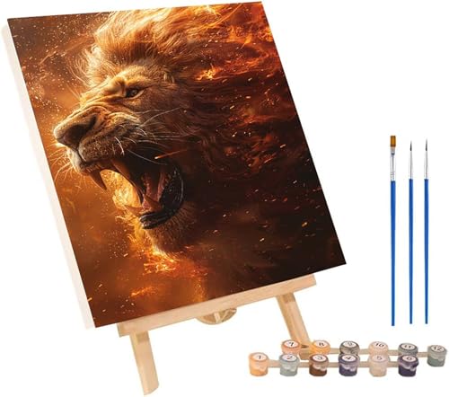 LöWe Malen Nach Zahlen Erwachsene mit Rahmen, Malen Nach Zahlen Flamme, DIY Set Erwachsene, Paint by Numbers Set mit Pinseln und Acrylfarben, Deko Wohnzimmer, Geschenke für Frauen 70x95cm 1-2854 von KUEGDUNG