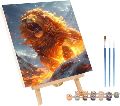 LöWe Malen Nach Zahlen Erwachsene mit Rahmen, Malen Nach Zahlen Tier, DIY Set Erwachsene, Paint by Numbers Set mit Pinseln und Acrylfarben, Deko Wohnzimmer, Geschenke für Frauen 100x130cm T-1430 von KUEGDUNG