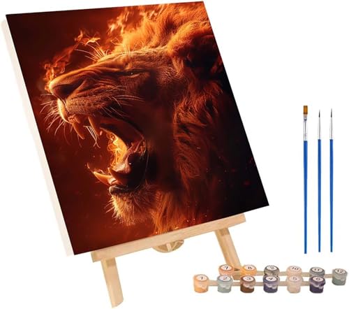 LöWe Malen Nach Zahlen Erwachsene mit Rahmen, Malen Nach Zahlen Tier, DIY Set Erwachsene, Paint by Numbers Set mit Pinseln und Acrylfarben, Deko Wohnzimmer, Geschenke für Frauen 100x135cm D-4549 von KUEGDUNG