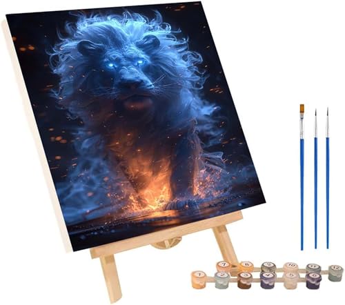 LöWe Malen Nach Zahlen Erwachsene mit Rahmen, Malen Nach Zahlen Tier, DIY Set Erwachsene, Paint by Numbers Set mit Pinseln und Acrylfarben, Deko Wohnzimmer, Geschenke für Frauen 100x135cm T-7554 von KUEGDUNG