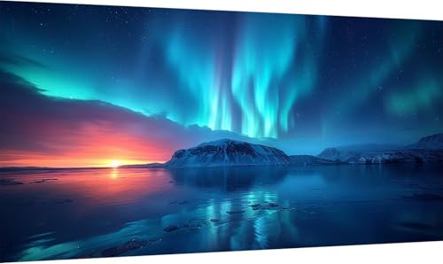 Malen Nach Zahlen Aurora, Malen Nach Zahlen Erwachsene Landschaft, DIY Set Erwachsene Mit Pinseln und Acrylfarbe, Paint by Numbers für Deko Wohnzimmer und Zimmer Deko Geschenke 50x100cm H-8734 von KUEGDUNG