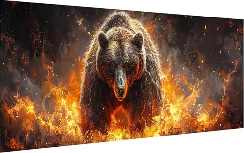 Malen Nach Zahlen BäR, Malen Nach Zahlen Erwachsene Flamme, DIY Set Erwachsene Mit Pinseln und Acrylfarbe, Paint by Numbers für Deko Wohnzimmer und Zimmer Deko, Geschenke für Frauen 60x120cm V-1458 von KUEGDUNG