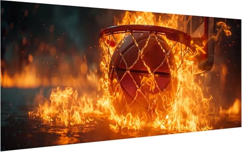 Malen Nach Zahlen Basketball, Malen Nach Zahlen Erwachsene Flamme, DIY Set Erwachsene Mit Pinseln und Acrylfarbe, Paint by Numbers Adult für Deko Wohnzimmer und Zimmer Deko Geschenke 40x80cm 8-8979 von KUEGDUNG