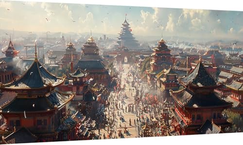 Malen Nach Zahlen Erwachsene Architektur, Malen Nach Zahlen Antike Stadt, DIY Handgemalt Ölgemälde Leinwand Kits Mit Pinseln und Acrylfarbe, Paint by Numbers Adult für Deko Wohnzimmer 35x70cm 8-4386 von KUEGDUNG