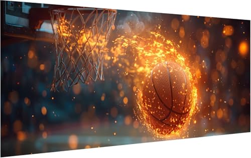 Malen Nach Zahlen Erwachsene Basketball, Malen Nach Zahlen Flamme, DIY Handgemalt Ölgemälde Leinwand Kits Mit Pinseln und Acrylfarbe, Paint by Numbers Adult Adult für Deko Wohnzimmer 40x80cm O-6757 von KUEGDUNG