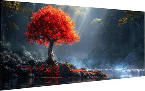 Malen Nach Zahlen Erwachsene Baum, Malen Nach Zahlen Landschaft, DIY Handgemalt Ölgemälde Leinwand Kits Mit Pinseln und Acrylfarbe, Paint by Numbers Adult Adult für Deko Wohnzimmer 30x60cm F-5720 von KUEGDUNG