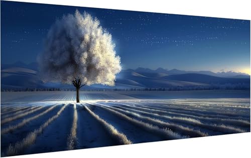Malen Nach Zahlen Erwachsene Baum, Malen Nach Zahlen Sternenhimmel, DIY Handgemalt Ölgemälde Leinwand Kits Mit Pinseln und Acrylfarbe, Paint by Numbers Adult für Deko Wohnzimmer 40x80cm 9-8945 von KUEGDUNG