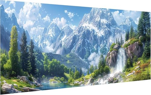 Malen Nach Zahlen Erwachsene Berg, Malen Nach Zahlen Landschaft, DIY Handgemalt Ölgemälde Leinwand Kits Mit Pinseln und Acrylfarbe, Paint by Numbers Adult Adult für Deko Wohnzimmer 30x60cm T-1265 von KUEGDUNG