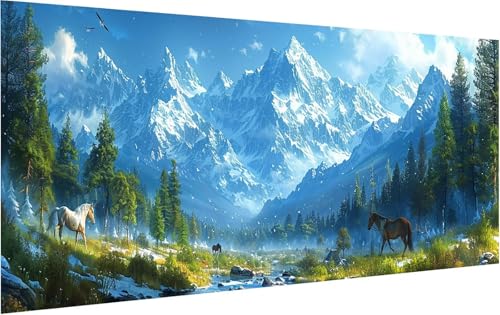 Malen Nach Zahlen Erwachsene Berg, Malen Nach Zahlen Landschaft, DIY Handgemalt Ölgemälde Leinwand Kits Mit Pinseln und Acrylfarbe, Paint by Numbers Adult Adult für Deko Wohnzimmer 30x60cm W-4982 von KUEGDUNG