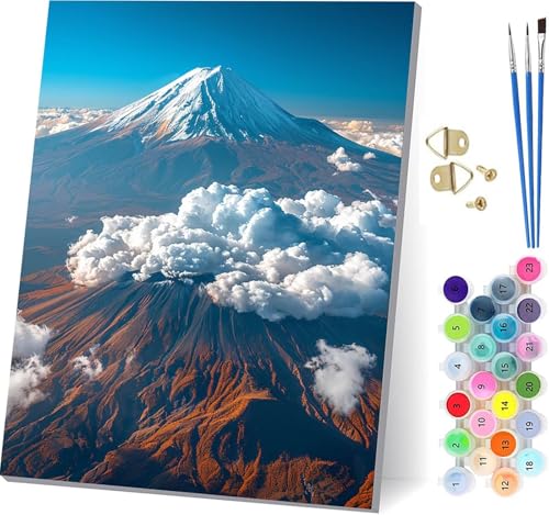 Malen Nach Zahlen Erwachsene Berg, Malen Nach Zahlen Landschaft, DIY Set Erwachsene Mit 3 Pinseln und Acrylfarbe, Paint by Numbers für Deko Wohnzimmer und Wanddeko, Als Geschenke 80x110cm 1-3856 von KUEGDUNG