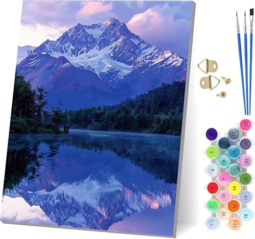 Malen Nach Zahlen Erwachsene Berg, Malen Nach Zahlen Rivers, DIY Set Erwachsene Mit 3 Pinseln und Acrylfarbe, Paint by Numbers für Deko Wohnzimmer und Wanddeko, Als Geschenke für Frauen 60x80cm Q-7777 von KUEGDUNG